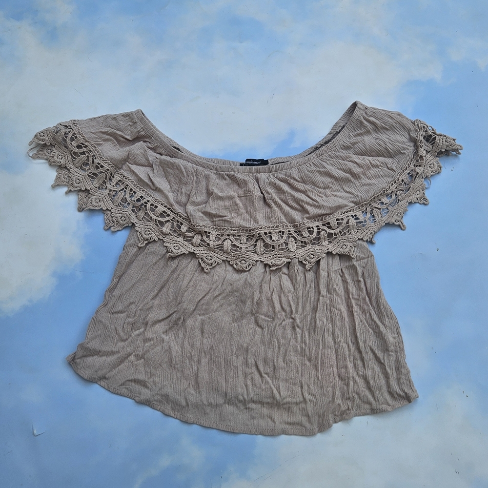 Biege off the Shoulder Hippie Boho Beach Top Crochet Top Bohemian Style